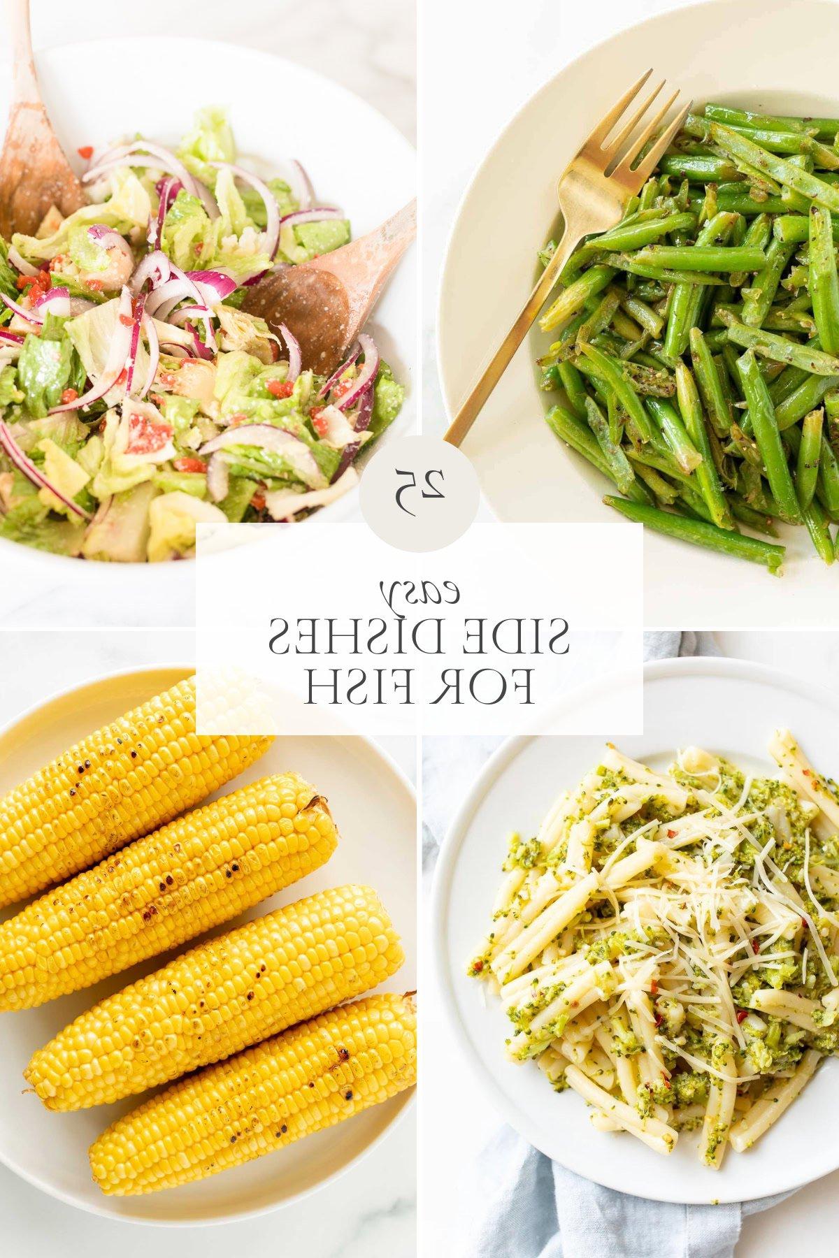 Beilagen zum Fisch 2 Eine Collage aus 4 verschiedenen Beilagenrezepten für Fischgerichte.