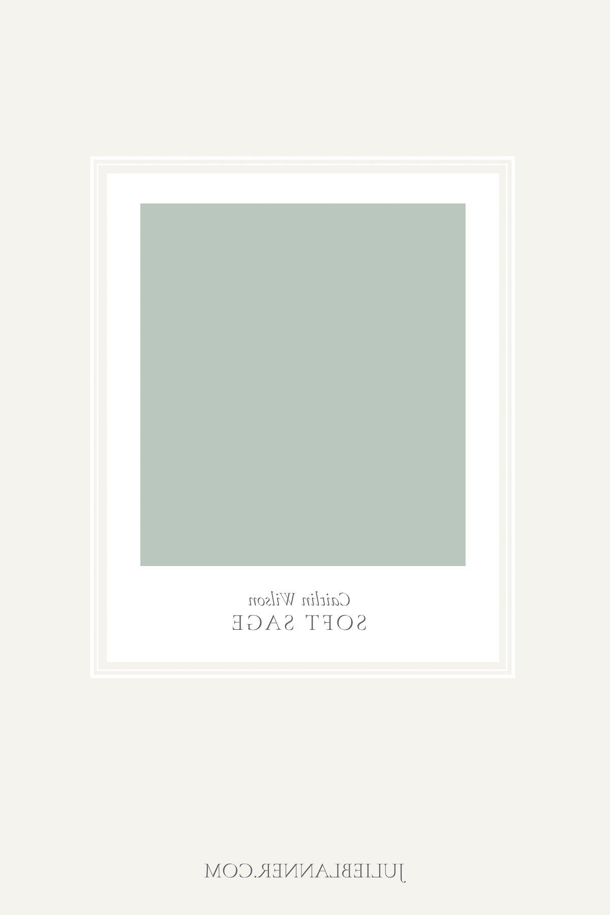 Salbeigrüne Farben 11 Ein Farbmuster der salbeigrünen Wandfarbe von Caitlin Wilson namens Soft Sage.