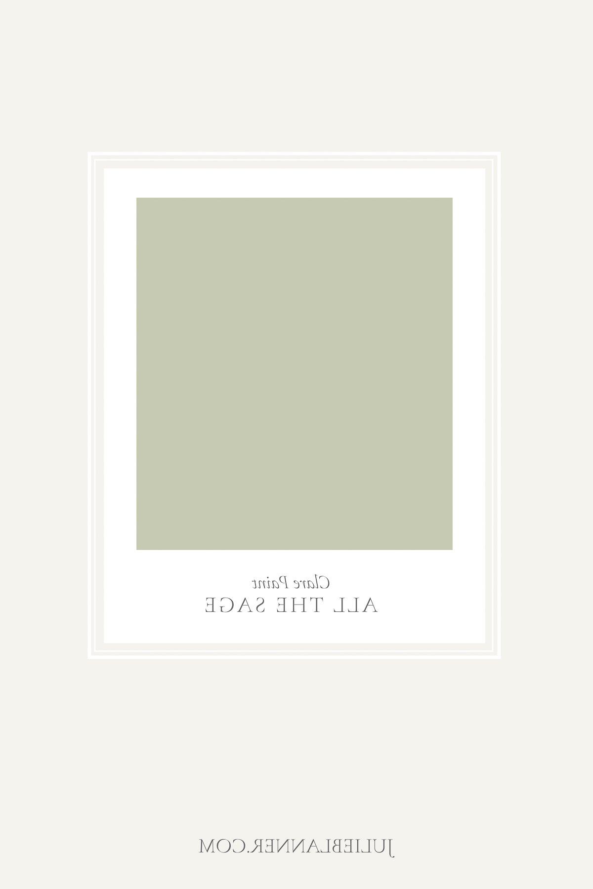 Salbeigrüne Farben 13 Ein Farbmuster von iguhe.com mit Clare Paint All the Sage, einem mitteltonigen Salbeigrün.
