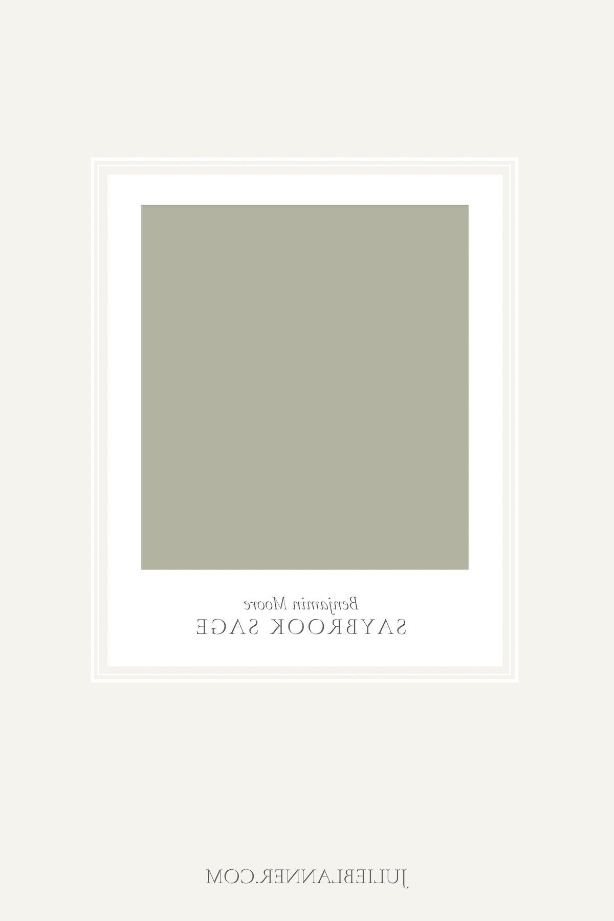 Salbeigrüne Farben 14 Ein Farbmuster der salbeigrünen Wandfarbe Benjamin Moore Saybrook Sage
