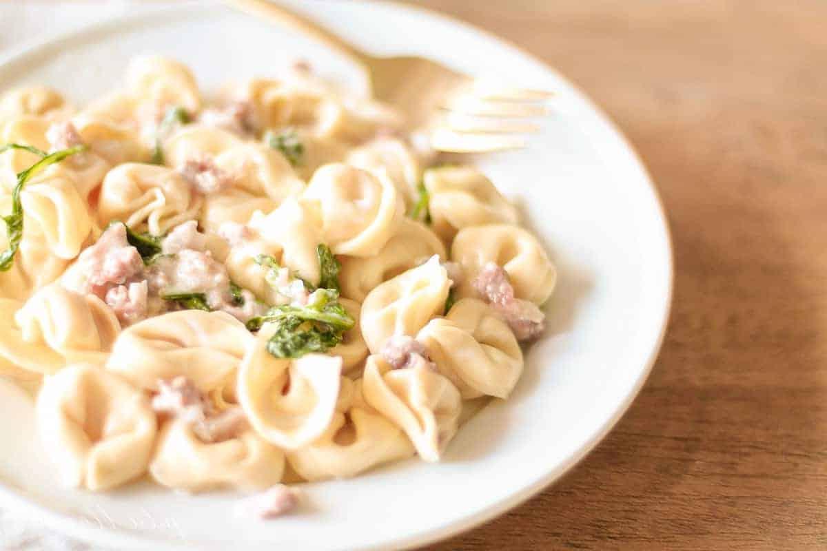 Tortellacci auf weißem Teller