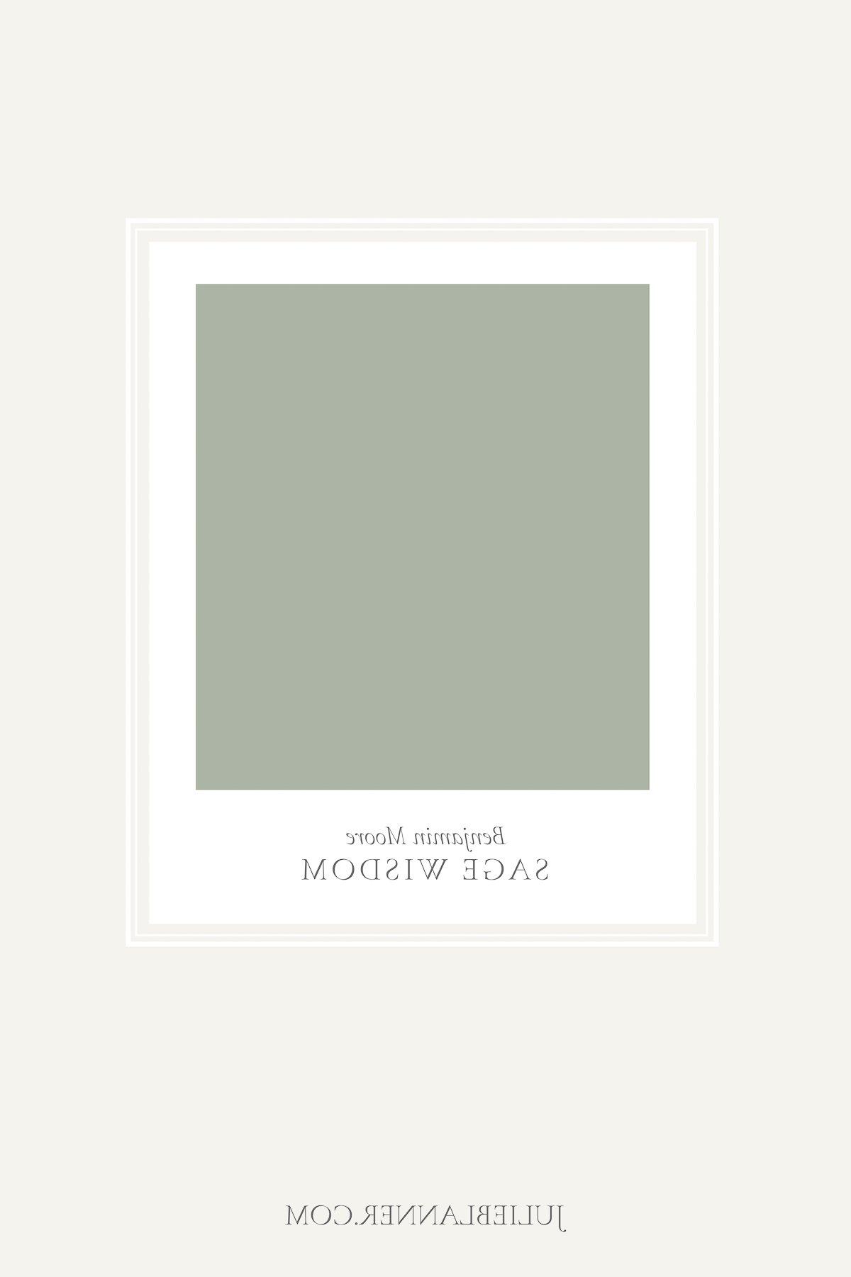 Salbeigrüne Farben 7 Ein Farbmuster der salbeigrünen Wandfarbe Benjamin Moore Sage Wisdom.