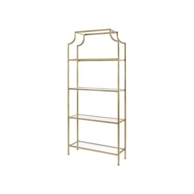 Ein goldenes Bücherregal mit Glasböden, erhältlich bei Amazon.