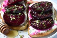 Vibrant Beet Toast with Crème Fraiche and Fresh Dill