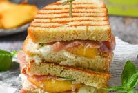 Sweet and Savory Peach Prosciutto Burrata Panini