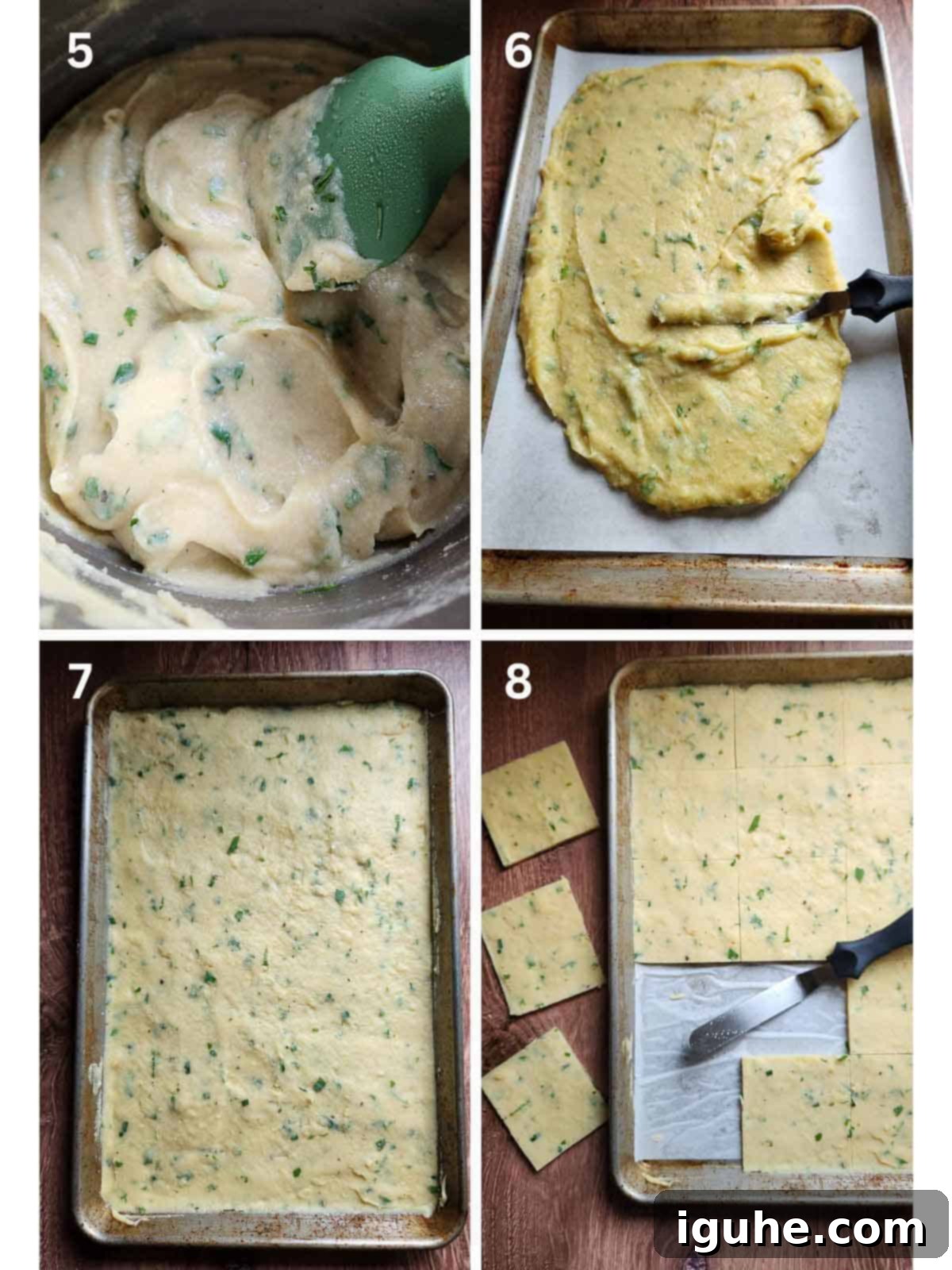 Crispy Sicilian Panelle 5 A collage of four pictures showing how to make panelle.