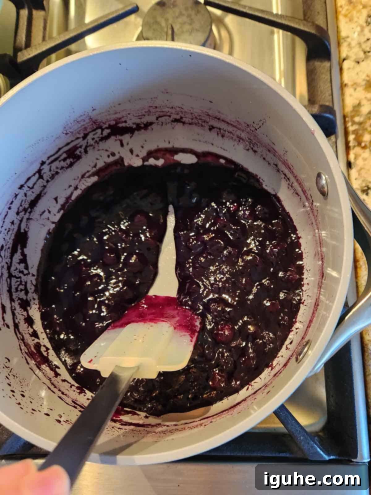 Blueberry Earl Grey Fridge Jam 7 Spatula test in jam to see if jam has set.