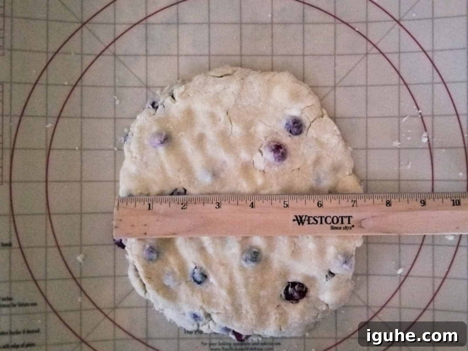 Blissful Cranberry Orange Cream Scones 5 Measuring dough for scones.