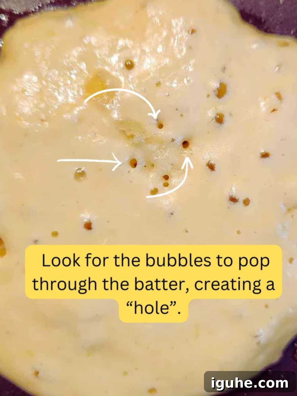 The Art of Perfectly Puffed Pancakes 4 Close-up of pancake bubbles in the batter.