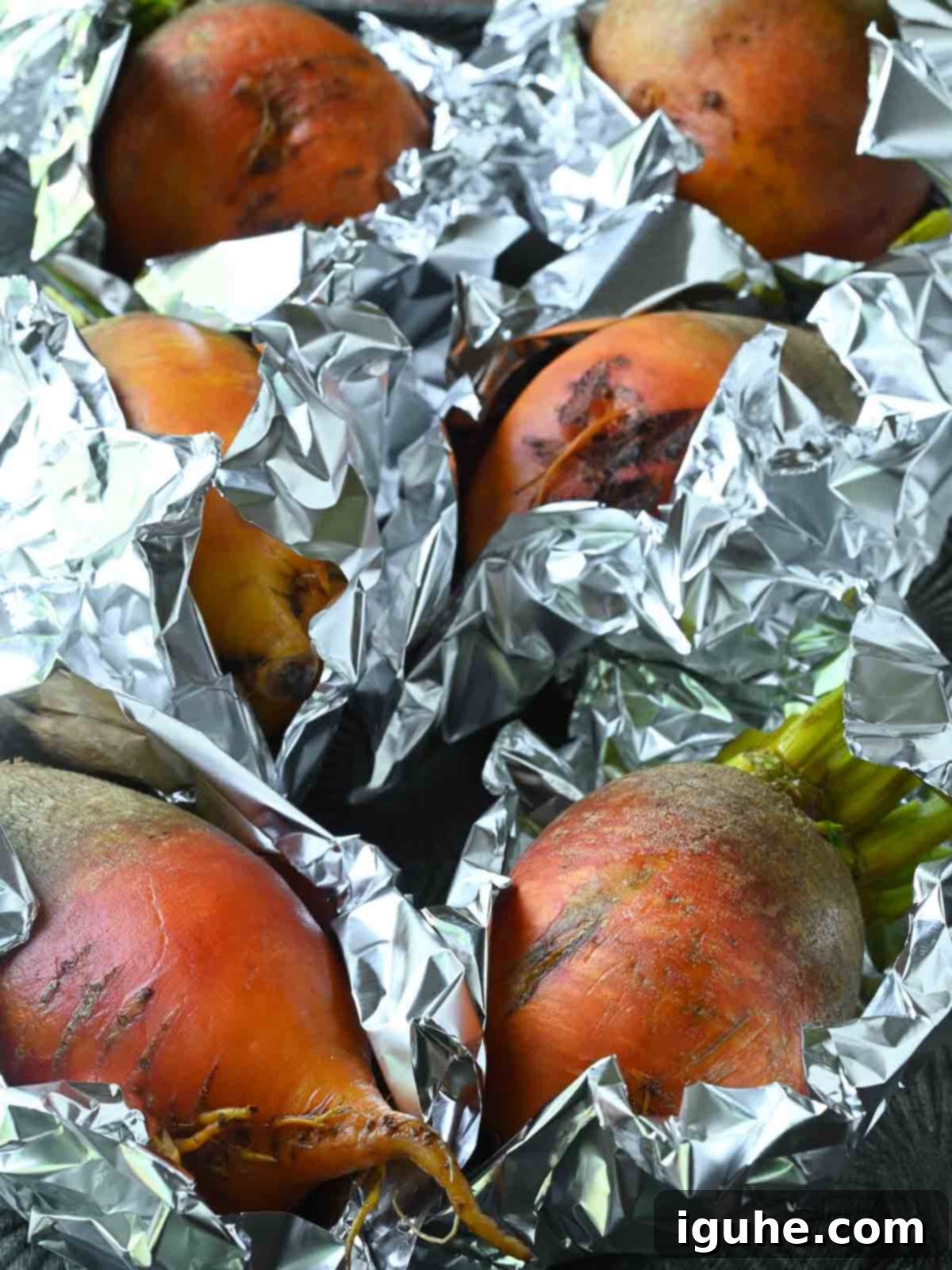 Aromatic Golden Beet Salad with Tarragon Vinaigrette 5 Individual golden beets wrapped tightly in aluminum foil.
