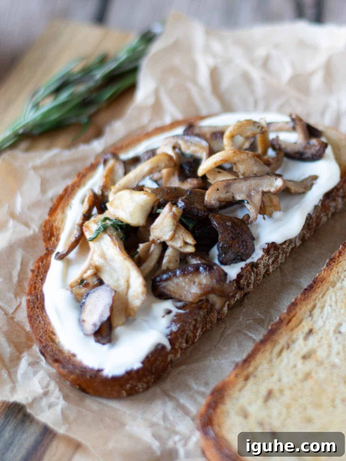 Rustic Wild Mushroom Toast 7 Sautéed mushrooms on toast.